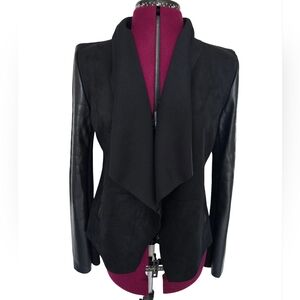Bagatelle Black Drape Front Moto Jacket Size M